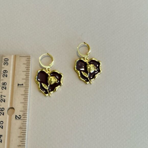 Rose heart earrings N1113 - Picture 4 of 4